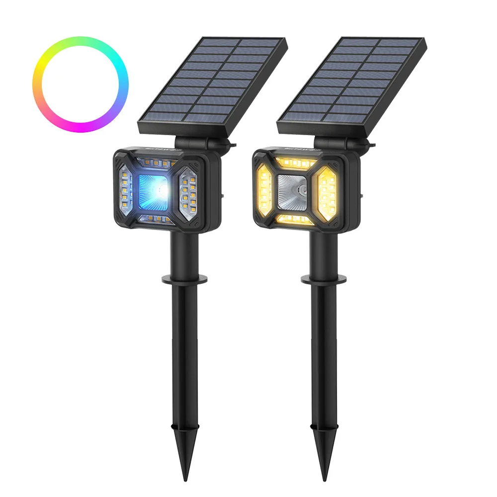 Solar Floor Lamp Outdoor Park 21/27led Lawn Garden Spotlight RGB Warm White - £90.94 GBP