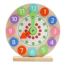 Wooden Clock Toy Kids Teaching Time Puzzle Baby Early Educational Toy - £17.95 GBP