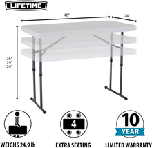 Commercial Height Adjustable Folding Utility Table 4 Feet White Granite NEW - $100.22