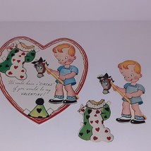 Vtg A-meri-Card Die Cut Valentine&#39;s Paper Doll Repro w/Original Pieces Clown Boy - £7.78 GBP