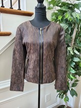 Dana Buchman Women Animal Print Long Sleeve Full Zip Front Casual Jacket Size 16 - £28.67 GBP