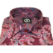 Men's Silky Paisley Floral Shirt By JT Milano AVM Slim Fit 6008-52 Burgundy image 5