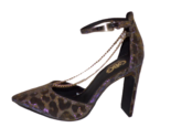 GBG GUESS ShimmeringLeopard Metallic Pump, Ankle Strap w Chain sz 5.5 women - $19.76
