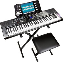RockJam 61 Key Keyboard Piano With Pitch Bend Kit, Keyboard Stand, Piano Bench, - £119.09 GBP