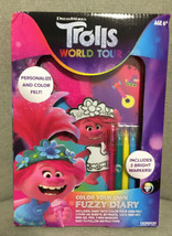 Trolls World Tour Color Your Own Fuzzy Diary. W/Diary,lock&amp;key Markers&amp;Gel Pens. - £7.79 GBP