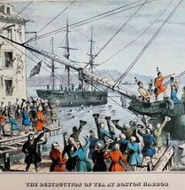 An item in the Art category: 1955 Boston Tea Trade Destruction Currier & Ives Color Plate Art Print DWPP22