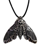 Moth Necklace Deaths Head Hawkmoth Pendant Devil Metal Jewelry Goth Punk Pewter - £9.72 GBP