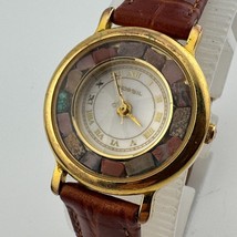 VTG Fossil Quartz Watch PC-9230 Women Gold Tone Moving Rocks Leather New Battery - $28.49