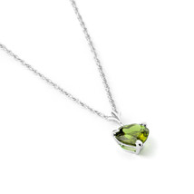 14K Solid Gold Necklace Heart Shape 1.15 ct Natural Peridot August Birthstone - £191.84 GBP