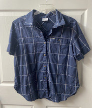 Columbia Camp Shirt Womens XL Blue Plaid Outdoors Preppy Hiking Camping - $16.71