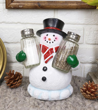 Ebros Gift Christmas Snowman Decorative Glass Salt Pepper Shaker Holder ... - $26.99
