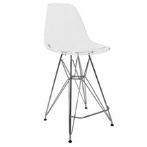 LeisureMod Modern Acrylic Bar Stool with Chrome Base &amp; Footrest, Clear - $100.94