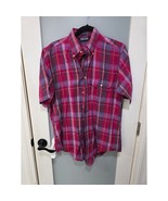 Vintage Lands&#39; End Shirt M Red Plaid Button Down USA Made 100% Cotton Pr... - $25.00