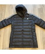NWT Adidas XL Real Duck Down Puffer Coat Jacket Black Long Lightweight H... - $1,183.94 MXN