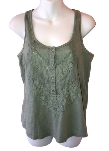 Urban Outfitters Pins and Needles Small Sage Green Lacy Cutout Design Ta... - £11.75 GBP