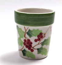 Small Ceramic Planter pot Holly Berries 2.75&quot; X2&quot; Christmas Decor The Be... - £3.13 GBP