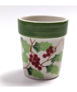 Small Ceramic Planter pot Holly Berries 2.75&quot; X2&quot; Christmas Decor The Be... - £3.15 GBP