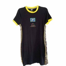 Nike Sportswear Essential Serious Black Yellow Ringer Peace BodyCon Dres... - $46.75