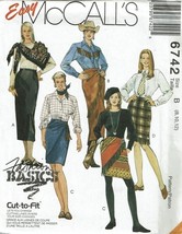 McCalls Sewing Pattern 6742 Skirt High Waisted Straight Misses Size 8-12 - $10.69