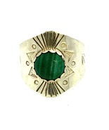 Vintage Sterling Silver Signed AMS Alice Mc Shirley Malachite Dome Ring ... - £85.69 GBP