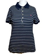 New Lauren Ralph Lauren Polo Shirt Women Medium Blue Classic Short Sleev... - £23.74 GBP