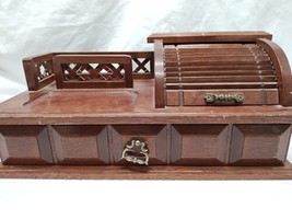 Vintage Brown Wooden Montgomery Ward Jewelry Box 12 1/2&quot; X 6 1/2&quot; X 5 1/2&quot; - $27.71