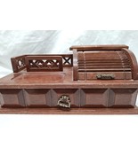 Vintage Brown Wooden Montgomery Ward Jewelry Box 12 1/2&quot; X 6 1/2&quot; X 5 1/2&quot; - €23,57 EUR