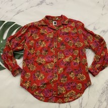 Jennifer Moore Womens Vintage 90s Floral Button Up Top Size L Red Pink Western - £21.53 GBP