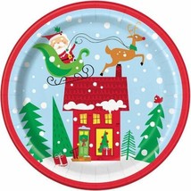 Colorful Santa 8 Ct  9 in Paper Lunch Plates - £3.42 GBP