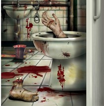 CSI Bloody Horror CREEPY CRAPPER BATHROOM DOOR COVER Psycho Halloween De... - $7.57
