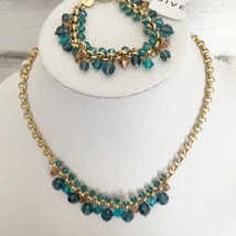 Givenchy Swarovski Women&#39;s Gold Link Chain Crystal Beaded Necklace Bracelet New - £33.72 GBP