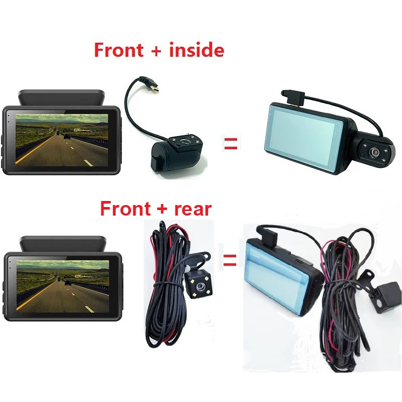 Lens Car Video recorder HD1080P Dash Cam  Car Black Box 3.0inch IPS Camera - £36.05 GBP+