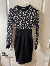 Dolce &amp; Gabbana Women’s XS?? Cashmere Sheath Dress Black and White Floral - $148.49