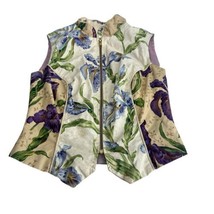 Tapp New York floral tea party Victorian full zip collared Vest Size 4 - $34.64