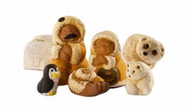 Handmade Unique Unusual Ceramic Eskimo Bears Igloo Nativity Miniature Set - $22.76