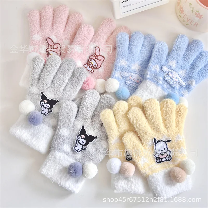  warm and cold resistant gloves sanrio adult five finger gloves cute kuromi hello kitty thumb200