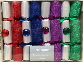 New Pier 1 Imports 8 Pc holiday fortune Party crackers small glitter jewel - £10.11 GBP