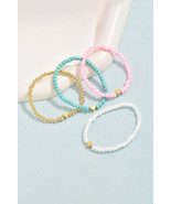 Pink Heart Beaded Multi Layered Bracelet Set - $71.97 MXN
