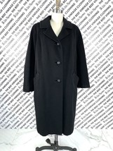 Vtg Black Cashmere Coat Vicuna 400 Blend M/L 1960s Country Tweeds - $356.40