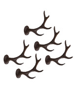 Set Of 5 Cast Iron Western Rustic Stag Deer Crown Antler Wall Coat Keys ... - $37.99