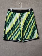 Nike Swim Trunks Board Shorts Mens L Yellow Green Mesh Lined Beach - £19.36 GBP