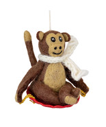 Sledding Monkey 471439 Wild Woolies Felted Sheep Wool Ornament 4&quot;H - $27.05 CAD