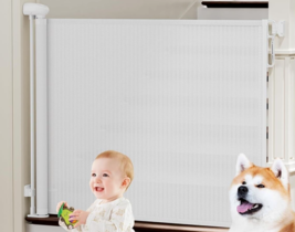 Retractable Baby/Dog Mesh Gate by PRObebi  54&quot; Wide 34&quot; Tall Indoor/Outdoor -Wht - £21.70 GBP