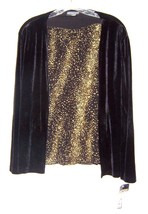 Sz S - NWT Notations Clothing Co. Gold Glitter Topw/attached Black Velvet Jacket - £24.76 GBP