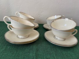 Lenox Bone China MONTCLAIR Platinum Cup &amp; Saucer Sets x8 - £98.56 GBP