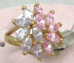 2 Vintage 14K Gf. Pink Lavender C.Z. Cocktail Ring Sz 8 - £13.63 GBP