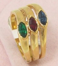 18K Ge.Gemstone Sapphire Emerald Ruby Cocktail Ring Sz 6-8-9 - £11.68 GBP