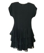 Jody California Vintage 80’s Womens 9/10 Black Chiffon Tier Multi Layere... - $89.03 CAD