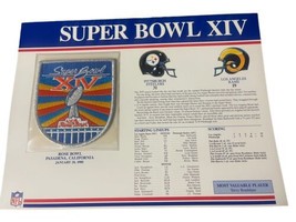 Super Bowl Xiv Steelers Vs Rams 1980 Official Sb Nfl Patch Card Willabee & Ward - $18.69
