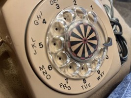 Vintage ITT 500 Desk Top Rotary Telephone Beige Tan Dial Phone Tested - £23.34 GBP